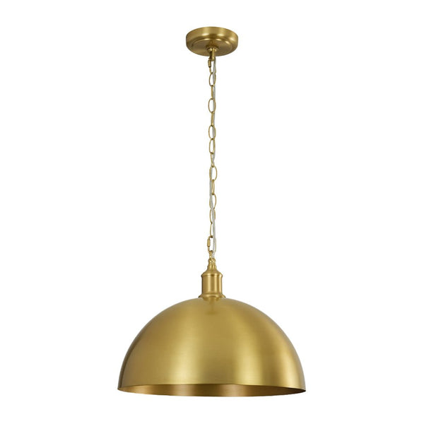 Chandelierias - 1 - Light Oversized Dimmable Metal Dome Pendant - Pendant - Brushed Brass - 15.7in