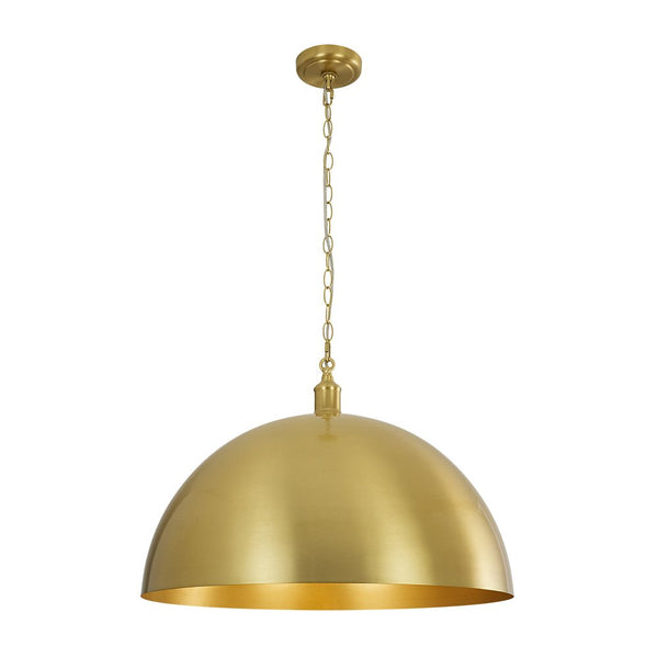 Chandelierias - 1 - Light Oversized Dimmable Metal Dome Pendant - Pendant - Brushed Brass - 15.7in
