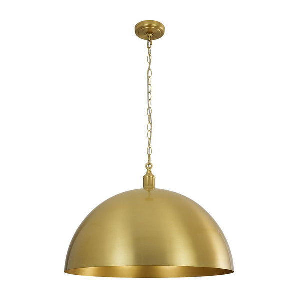 Chandelierias - 1 - Light Oversized Dimmable Metal Dome Pendant - Pendant - Brushed Brass - 15.7in