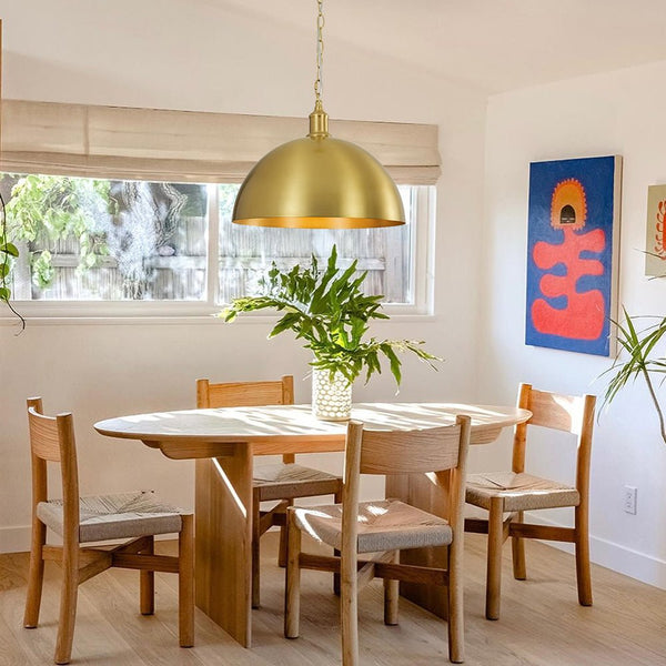Chandelierias - 1 - Light Oversized Dimmable Metal Dome Pendant - Pendant - Brushed Brass - 15.7in