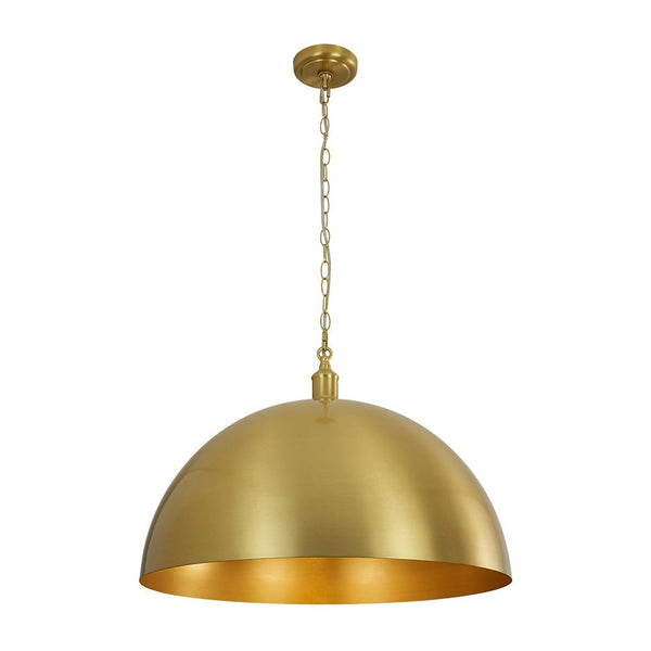 Chandelierias - 1 - Light Oversized Dimmable Metal Dome Pendant - Pendant - Brushed Brass - 15.7in