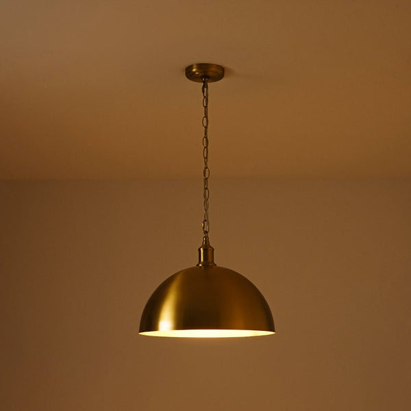 Chandelierias - 1 - Light Oversized Dimmable Metal Dome Pendant - Pendant - Brushed Brass - 15.7in