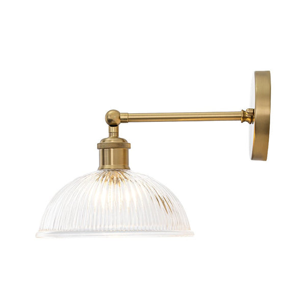 Chandelierias - 1 - Light Rotatable Head Ribbed Glass Wall Lamp - Wall Light - Brass - 2 - Pack