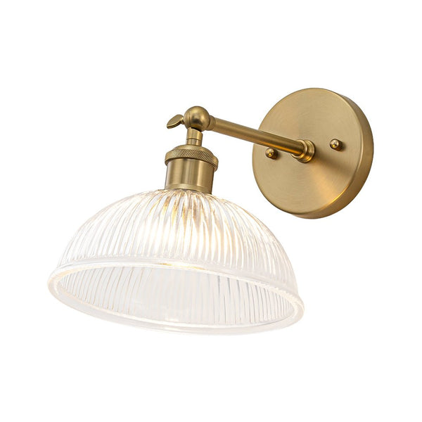 Chandelierias - 1 - Light Rotatable Head Ribbed Glass Wall Lamp - Wall Light - Brass - 2 - Pack