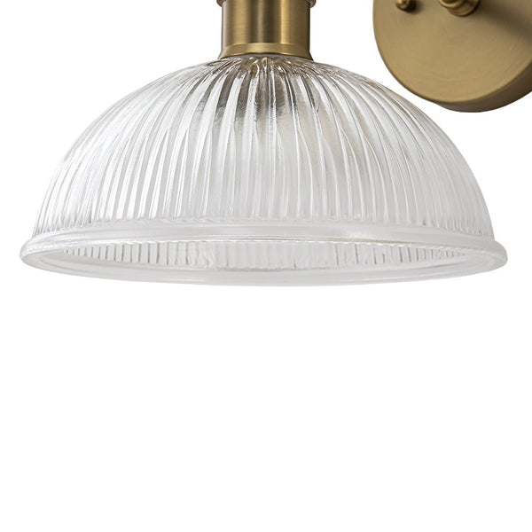 Chandelierias - 1 - Light Rotatable Head Ribbed Glass Wall Lamp - Wall Light - Brass - 2 - Pack