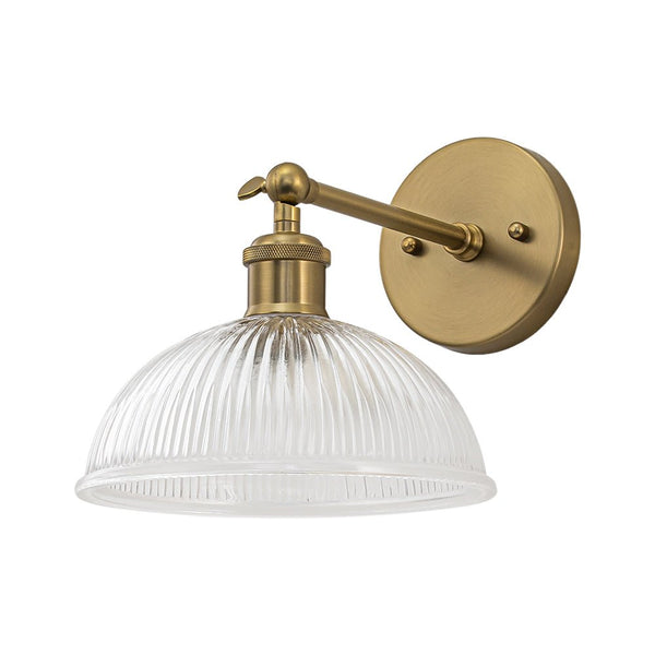 Chandelierias - 1 - Light Rotatable Head Ribbed Glass Wall Lamp - Wall Light - Brass - 2 - Pack