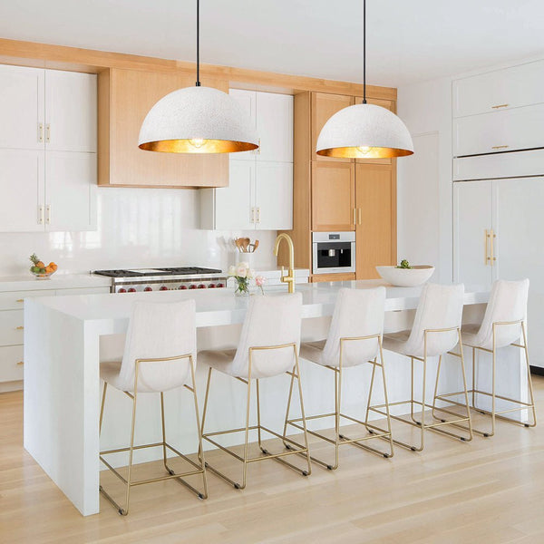 Chandelierias - 1 - Light Rough White Kitchen Island Metal Dome Pendant - Pendant - White -