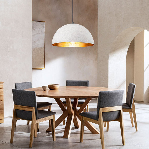 Chandelierias - 1 - Light Rough White Kitchen Island Metal Dome Pendant - Pendant - White -