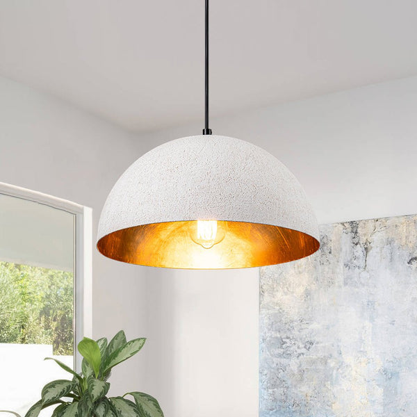Chandelierias - 1 - Light Rough White Kitchen Island Metal Dome Pendant - Pendant - White (Back - order) -