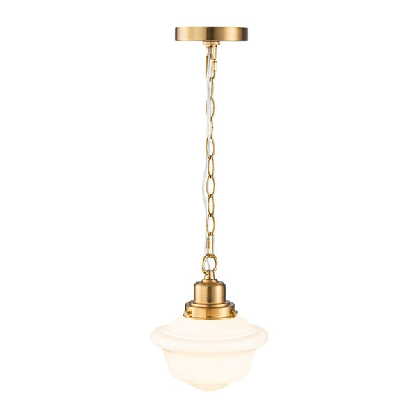 Chandelierias-1-Light Shiny Opal Trapezoid Glass Schoolhouse Pendant-Pendants-Brass-2-Pack