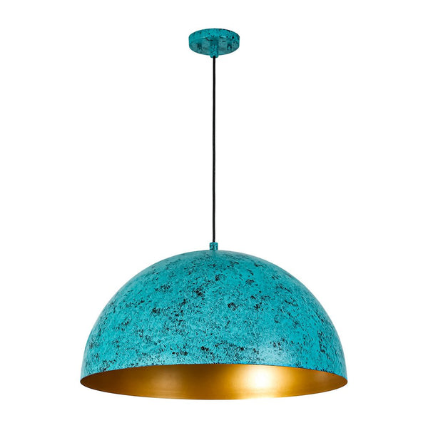 Chandelierias-1-Light Turquoise Speckled Oversized Domed Pendant-Pendants-Turquoise Blue-