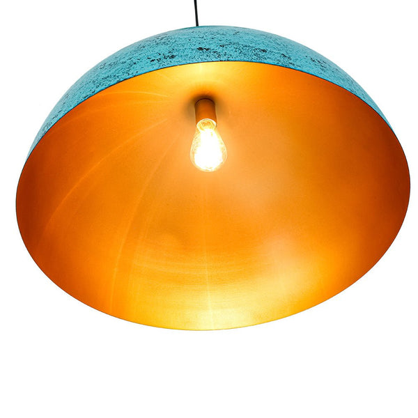 Chandelierias-1-Light Turquoise Speckled Oversized Domed Pendant-Pendants-Turquoise Blue-