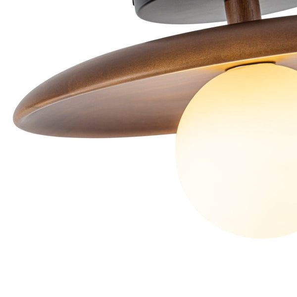 Chandelierias-1-Light Walnut Wood Frosted Glass Mixed Semi-flush Mount-Semi Flush-2-Pack-