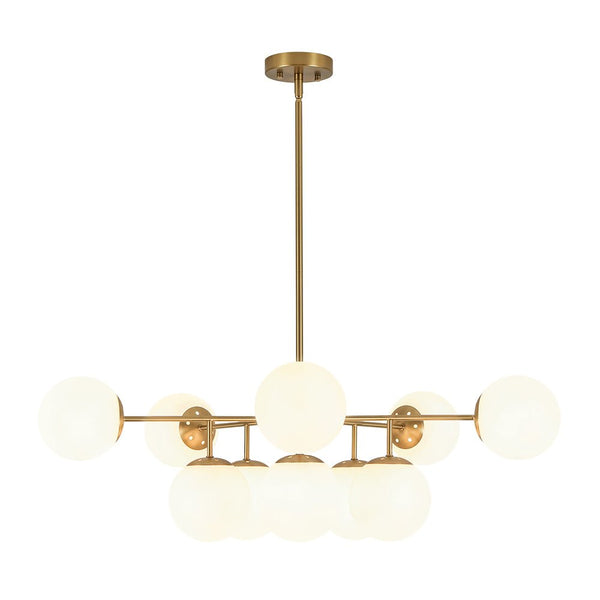 Chandelierias - 10 - Light Dual - Mount Sputnik Dimmable Frosted Glass Chandelier - Chandeliers - Brushed Brass -