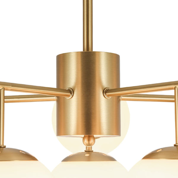 Chandelierias - 10 - Light Dual - Mount Sputnik Dimmable Frosted Glass Chandelier - Chandeliers - Brushed Brass -