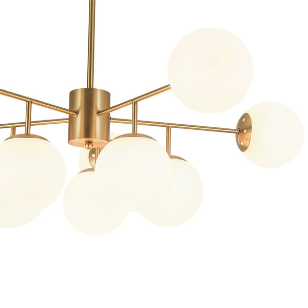 Chandelierias - 10 - Light Dual - Mount Sputnik Dimmable Frosted Glass Chandelier - Chandeliers - Brushed Brass -