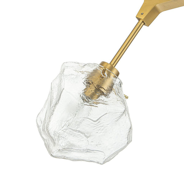 Chandelierias - 10 - Light Modern Ice Glass Cube Branch Linear Chandelier - Chandeliers - Brass - 10 Bulbs