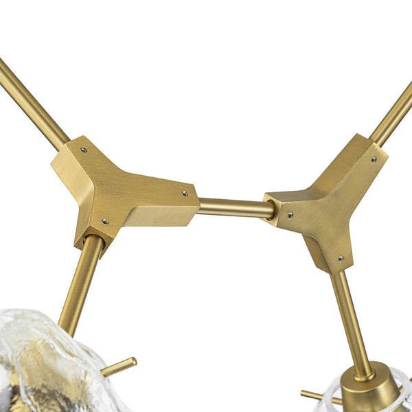 Chandelierias - 10 - Light Modern Ice Glass Cube Branch Linear Chandelier - Chandeliers - Brass - 10 Bulbs