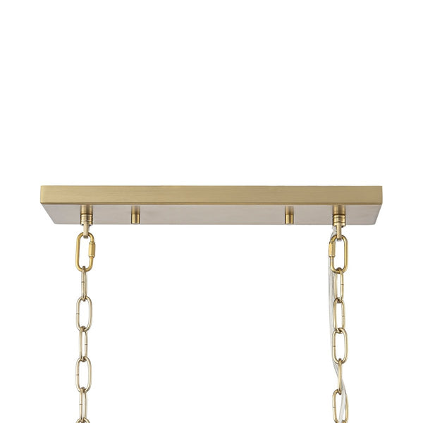 Chandelierias-10-Light White Strie Glass Linear Layered Chandelier-Chandeliers-Brass-