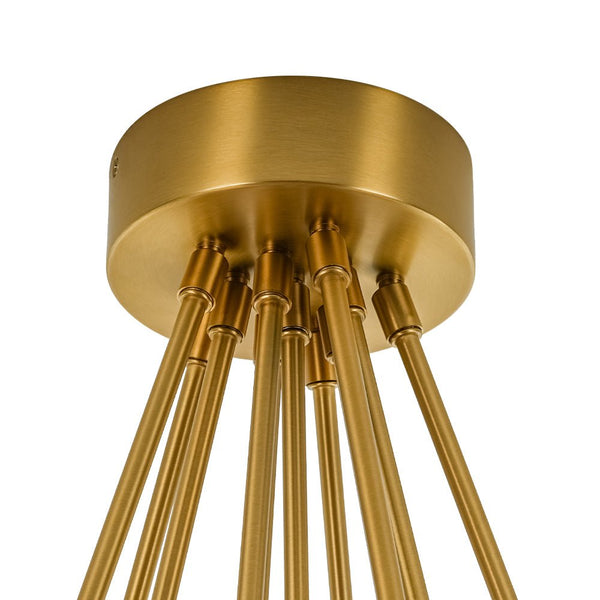 Chandelierias - 11 - Light Clear Glass Globes Cluster Semi - flush Mount - Semi Flush - Brushed Brass -