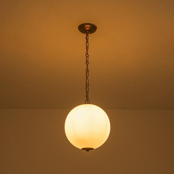 Chandelierias-11.8'' 1-Light Globe Frosted Glass Spherical Pendant-Pendants-Brass-2-Pack