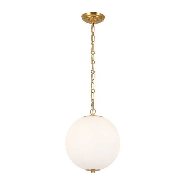 Chandelierias-11.8'' 1-Light Globe Frosted Glass Spherical Pendant-Pendants-Brass-2-Pack