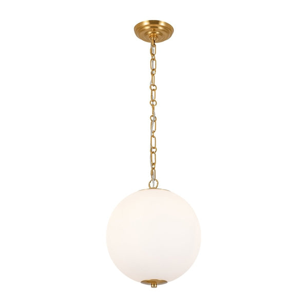 Chandelierias-11.8'' 1-Light Globe Frosted Glass Spherical Pendant-Pendants-Brass-2-Pack