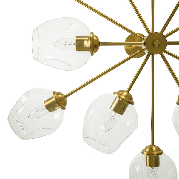 Chandelierias-12-Light Brass Sputnik Clear Dimpled Tulip Glass Tiered Chandelier-Chandeliers-Brass-