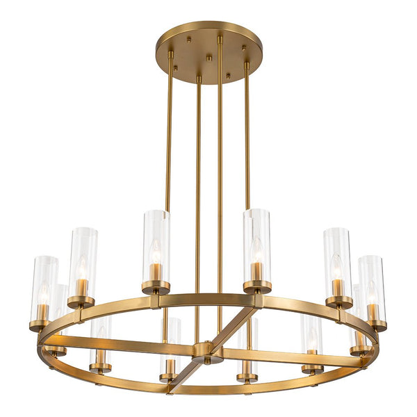 Chandelierias-12-Light Cylinder Clear Glass Wagon Wheel Chandelier-Chandeliers-Black-