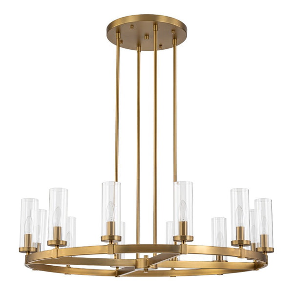 Chandelierias-12-Light Cylinder Clear Glass Wagon Wheel Chandelier-Chandeliers-Black-