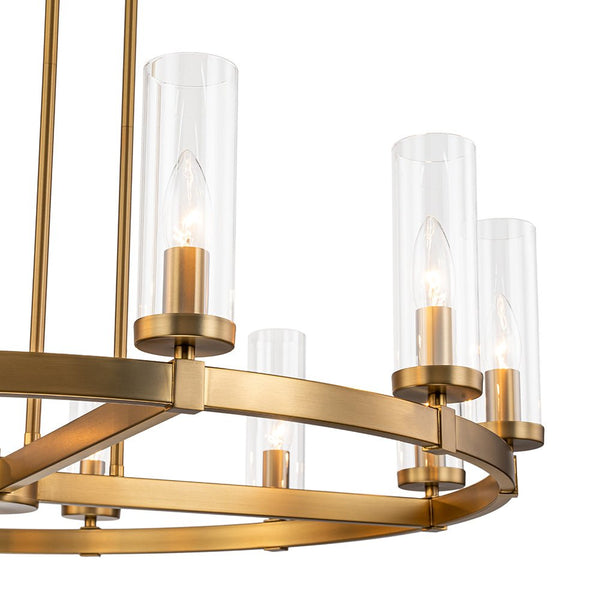 Chandelierias-12-Light Cylinder Clear Glass Wagon Wheel Chandelier-Chandeliers-Black-