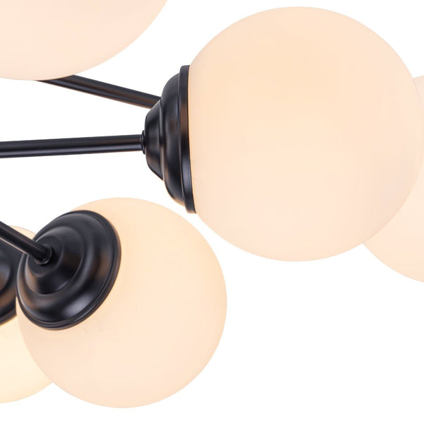Chandelierias - 12 - Light Modern Decorative Frosted Glass Globe Chandelier - Chandelier - Black -