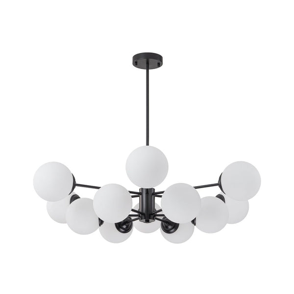 Chandelierias - 12 - Light Modern Decorative Frosted Glass Globe Chandelier - Chandelier - Black -