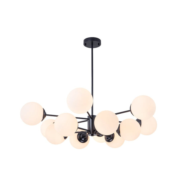 Chandelierias - 12 - Light Modern Decorative Frosted Glass Globe Chandelier - Chandelier - Black -