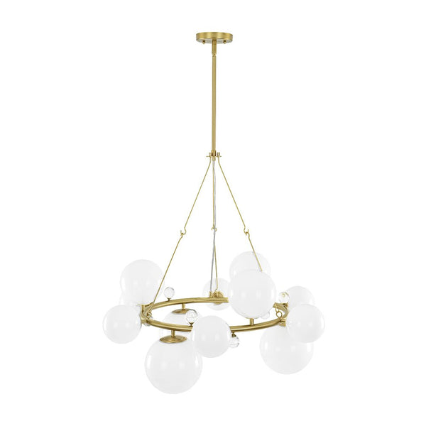 Chandelierias-12-Light Staggered Globe Shiny Glass Circular Chandelier-Chandeliers-Brass-