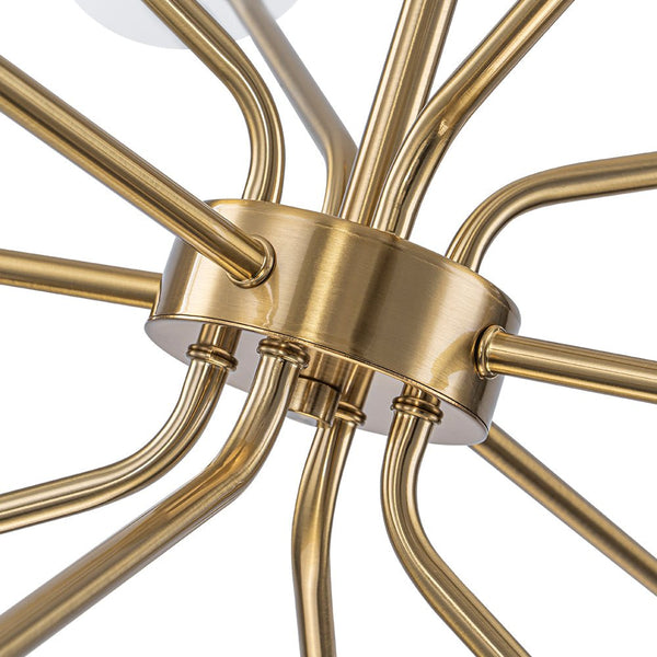 Chandelierias - 12 - Light Sunburst Frosted Glass Sputnik Chandelier - Chandeliers - Brass -