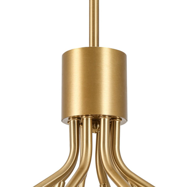 Chandelierias-12-Light Sunburst Frosted Opal Glass Tiered Chandelier-Chandeliers-Brass-