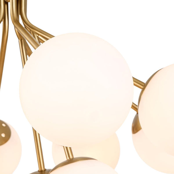 Chandelierias-12-Light Sunburst Frosted Opal Glass Tiered Chandelier-Chandeliers-Brass-