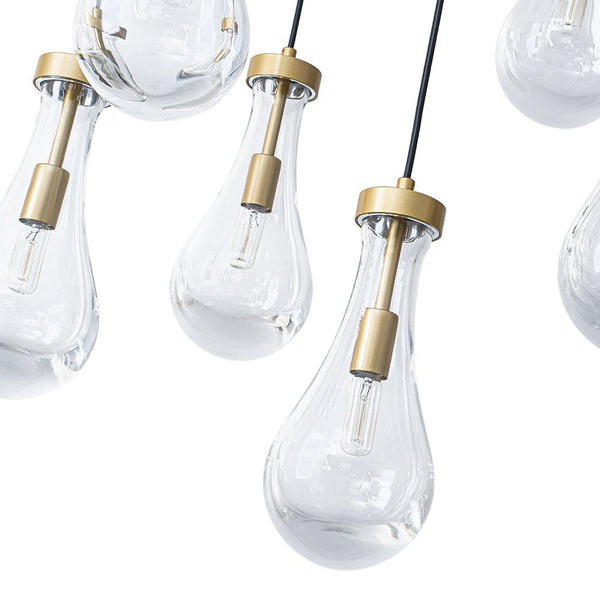 Chandelierias - 13 - Light Raindrop Blown Clear Glass Cluster Pendant Chandelier - Chandeliers - Gold -