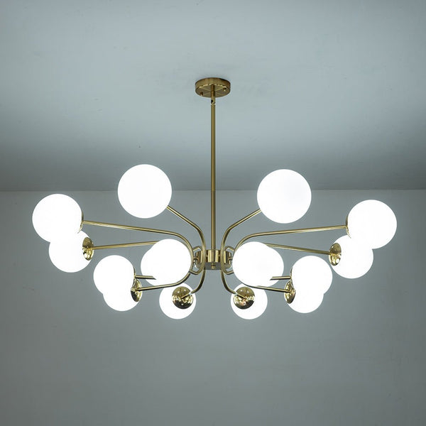 Chandelierias-16-Light Tiered Frosted Glass Globe Sputnik Chandelier-Chandelier-Black-