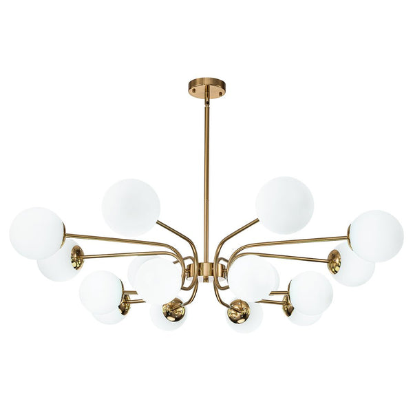 Chandelierias-16-Light Tiered Frosted Glass Globe Sputnik Chandelier-Chandelier-Black-