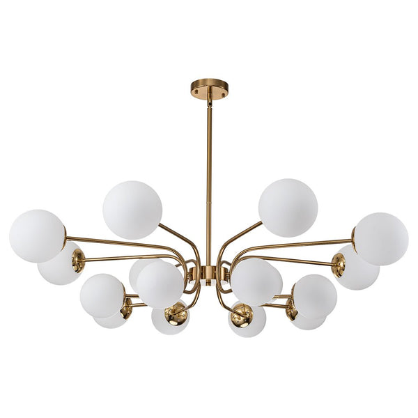Chandelierias-16-Light Tiered Frosted Glass Globe Sputnik Chandelier-Chandelier-Black-