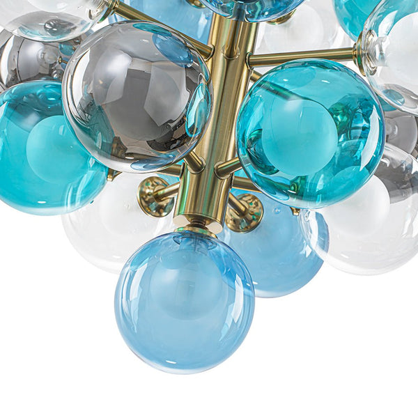 Chandelierias - 19 - Light Multicolored Glass Bubble Tiered Chandelier - Chandeliers - Blue Tone -