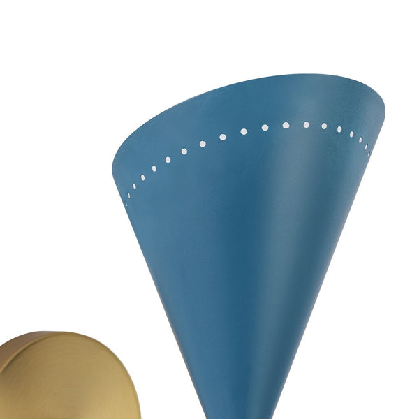 Chandelierias - 2 - Light Color - block Slanted Hourglass - Shaped Iron Wall Sconce - Wall Light - Blue & White -