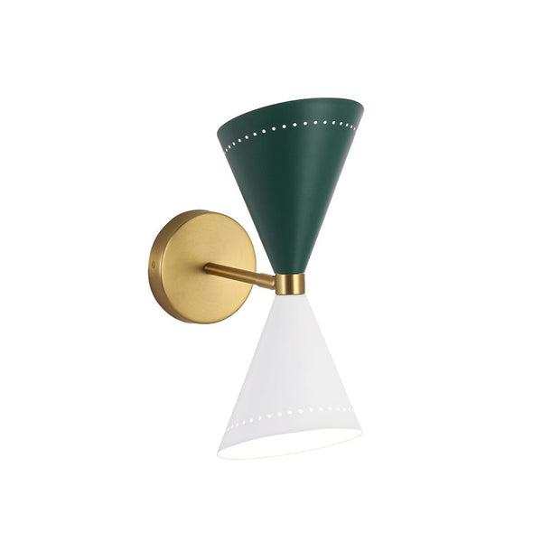 Chandelierias - 2 - Light Color - block Slanted Hourglass - Shaped Iron Wall Sconce - Wall Light - Blue & White -