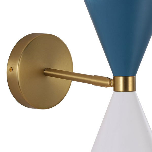 Chandelierias - 2 - Light Color - block Slanted Hourglass - Shaped Iron Wall Sconce - Wall Light - Blue & White -