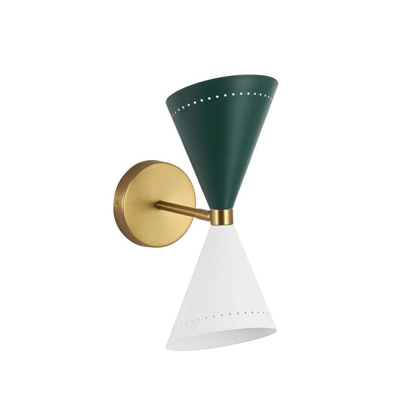 Chandelierias - 2 - Light Color - block Slanted Hourglass - Shaped Iron Wall Sconce - Wall Light - Blue & White -