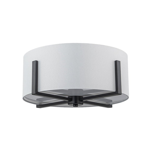 Chandelierias - 2 - Light Fabric Lampshade Drum Semi - Flush Mount - Semi Flush - Black -
