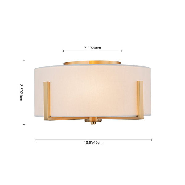 Chandelierias - 2 - Light Fabric Lampshade Drum Semi - Flush Mount - Semi Flush - Black -