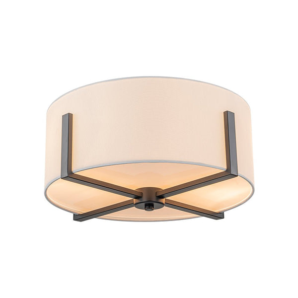 Chandelierias - 2 - Light Fabric Lampshade Drum Semi - Flush Mount - Semi Flush - Black -